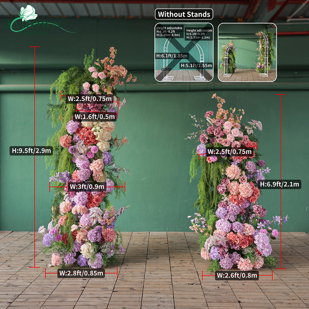 Runner & Aisle & Centerpiece & Open-Ended Flower Arch in Purple/Pink/Champagne