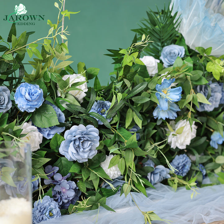 Moon-Shaped Flower Arch in Blue/White/Green
