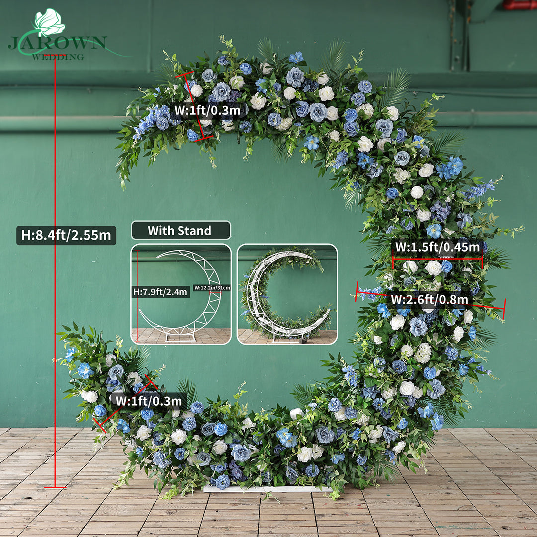 Moon-Shaped Flower Arch in Blue/White/Green