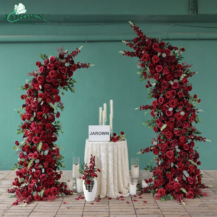 Open-Ended Flower Arch in Burgundy/Red/Green