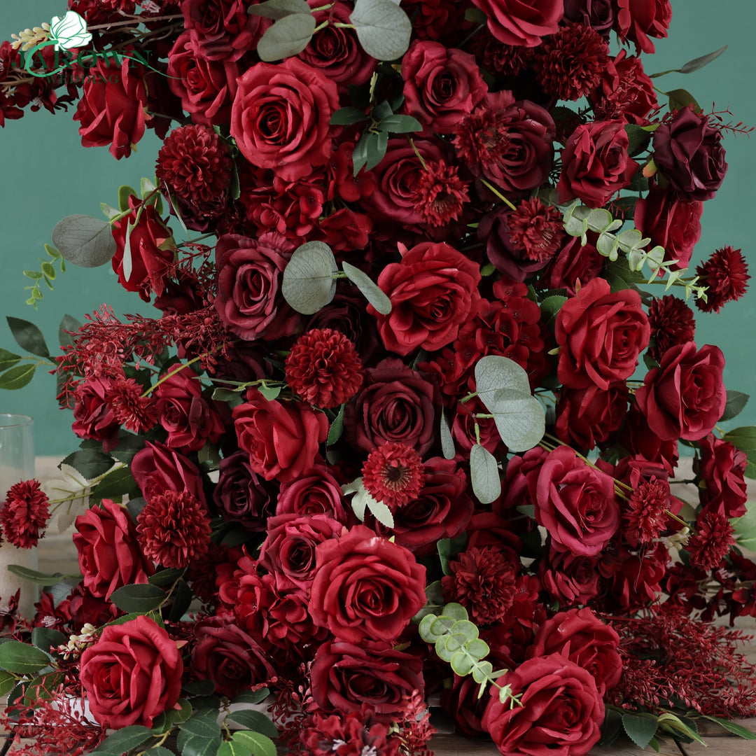 Open-Ended Flower Arch in Burgundy/Red/Green