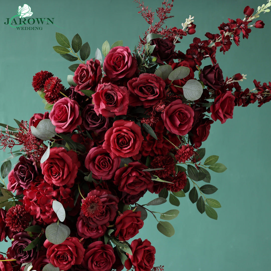 Open-Ended Flower Arch in Burgundy/Red/Green