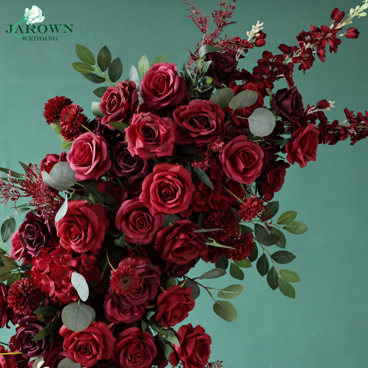 Open-Ended Flower Arch in Burgundy/Red/Green