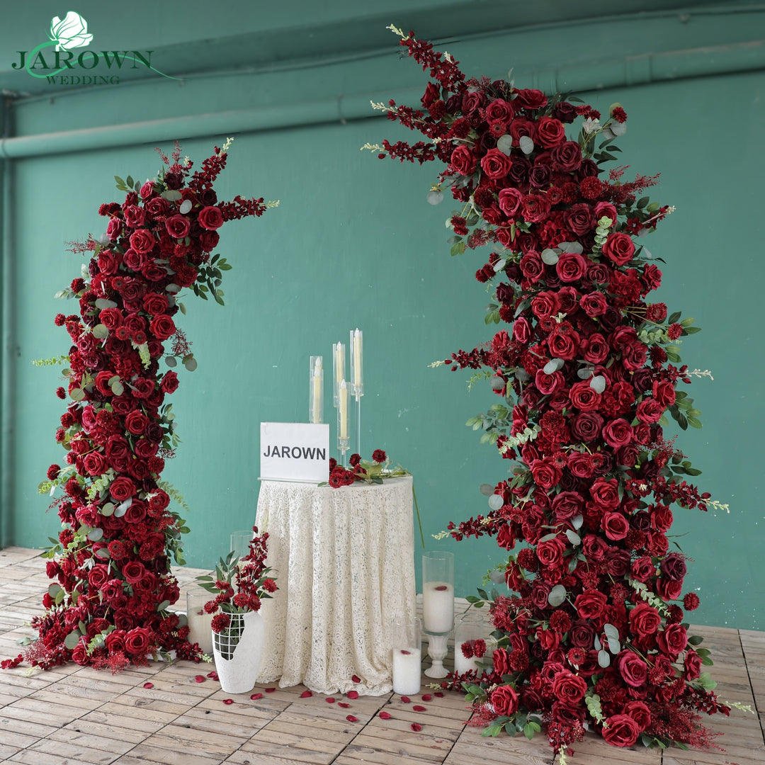 Open-Ended Flower Arch in Burgundy/Red/Green