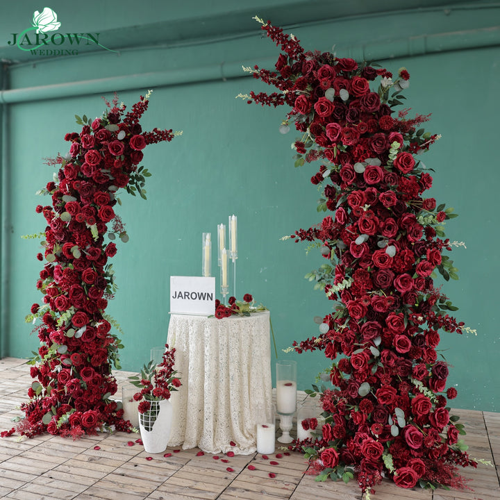 Open-Ended Flower Arch in Burgundy/Red/Green
