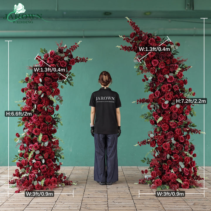 Open-Ended Flower Arch in Burgundy/Red/Green
