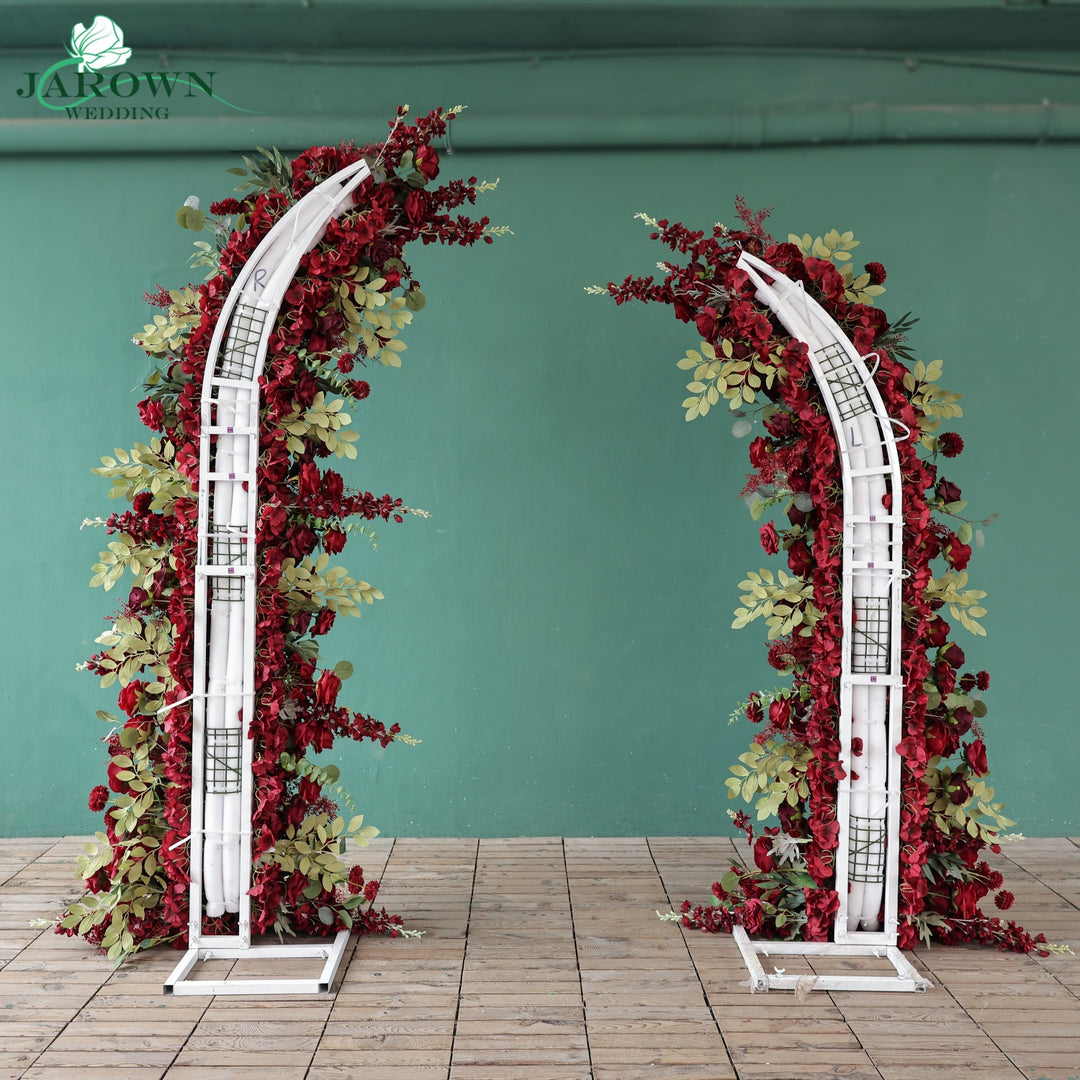 Open-Ended Flower Arch in Burgundy/Red/Green