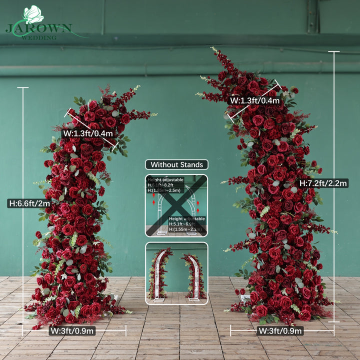 Open-Ended Flower Arch in Burgundy/Red/Green