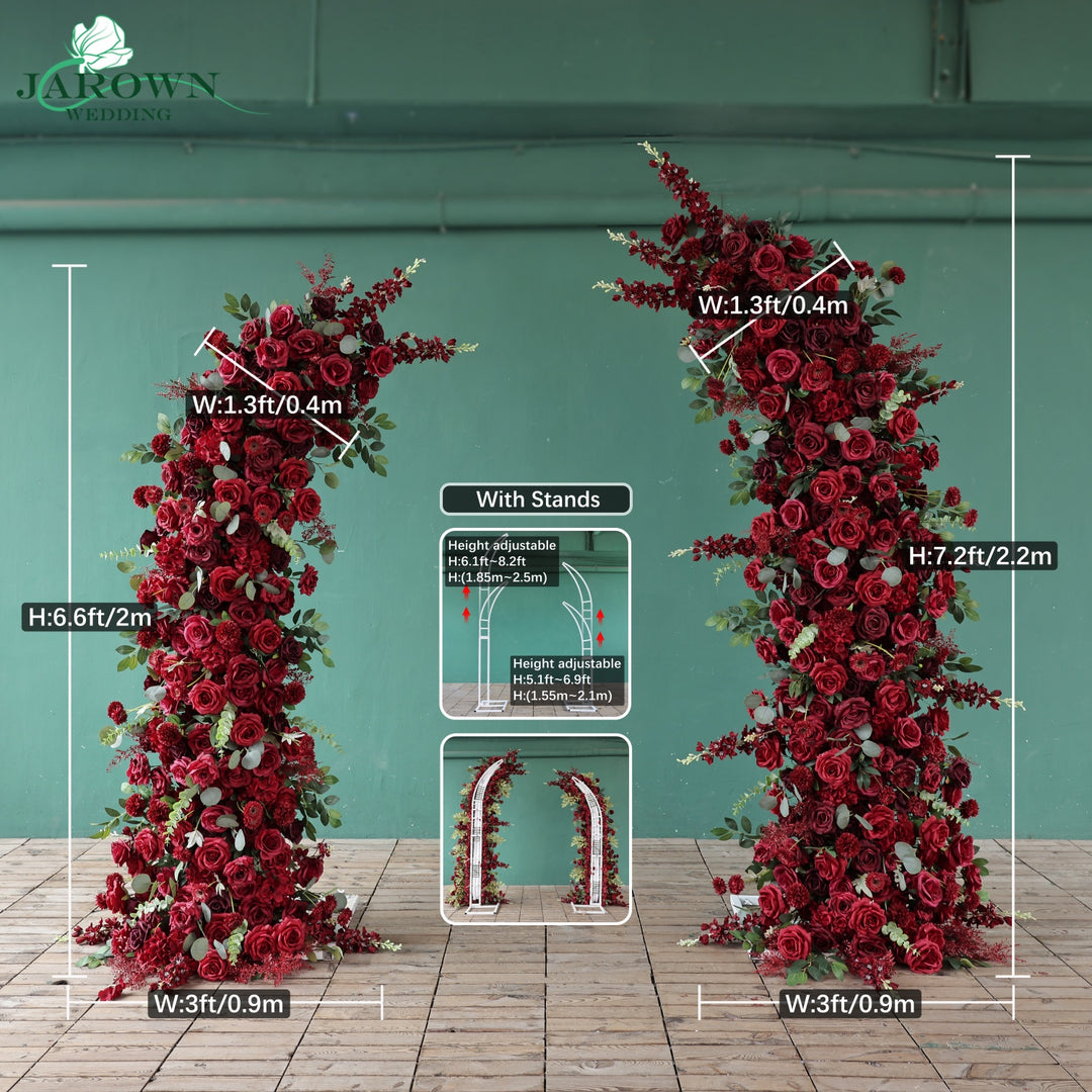 Open-Ended Flower Arch in Burgundy/Red/Green