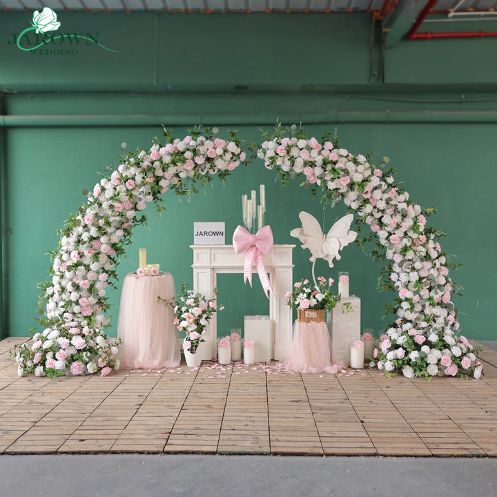 Open-Ended Flower Arch in Pink/White/Green