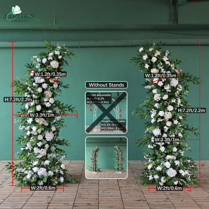 Open-Ended Flower Arch in White/Green