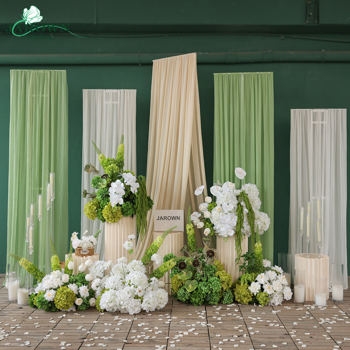 Aisle & Backdrop Flower in Green/White