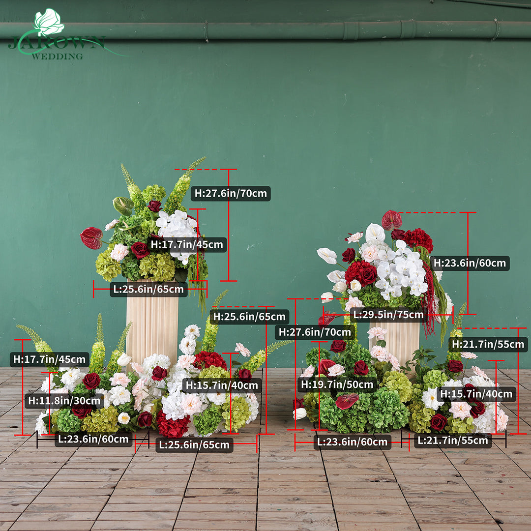 Centerpiece & Aisle in Burgundy/Green/White