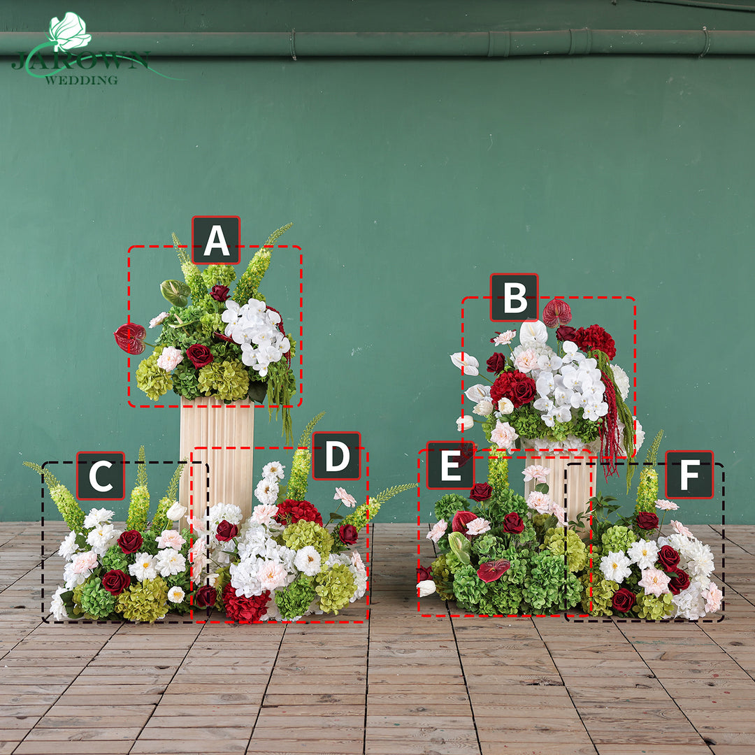 Centerpiece & Aisle in Burgundy/Green/White