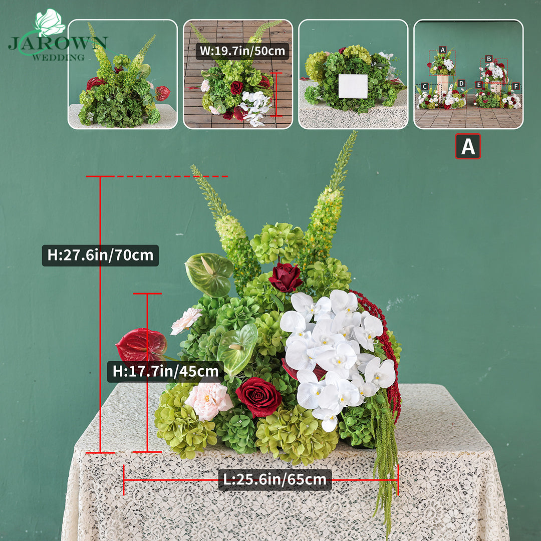 Centerpiece & Aisle in Burgundy/Green/White