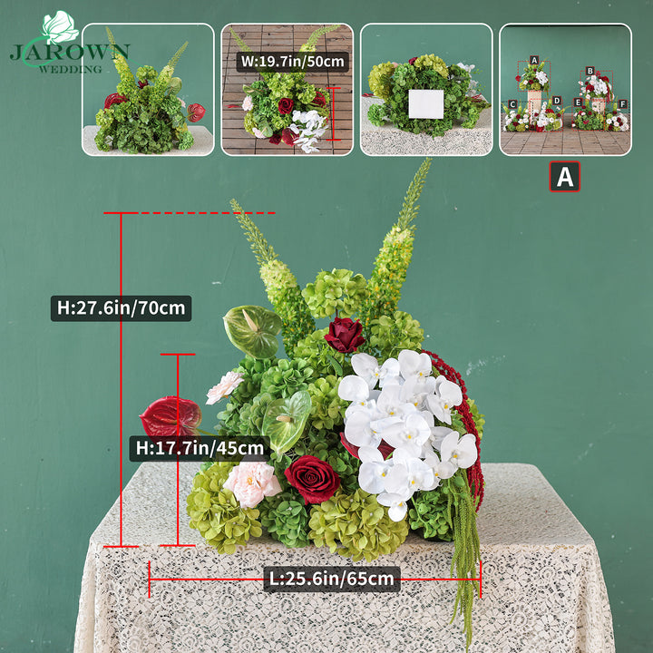 Centerpiece & Aisle in Burgundy/Green/White