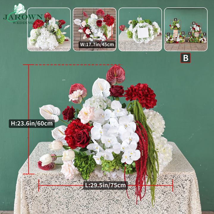 Centerpiece & Aisle in Burgundy/Green/White
