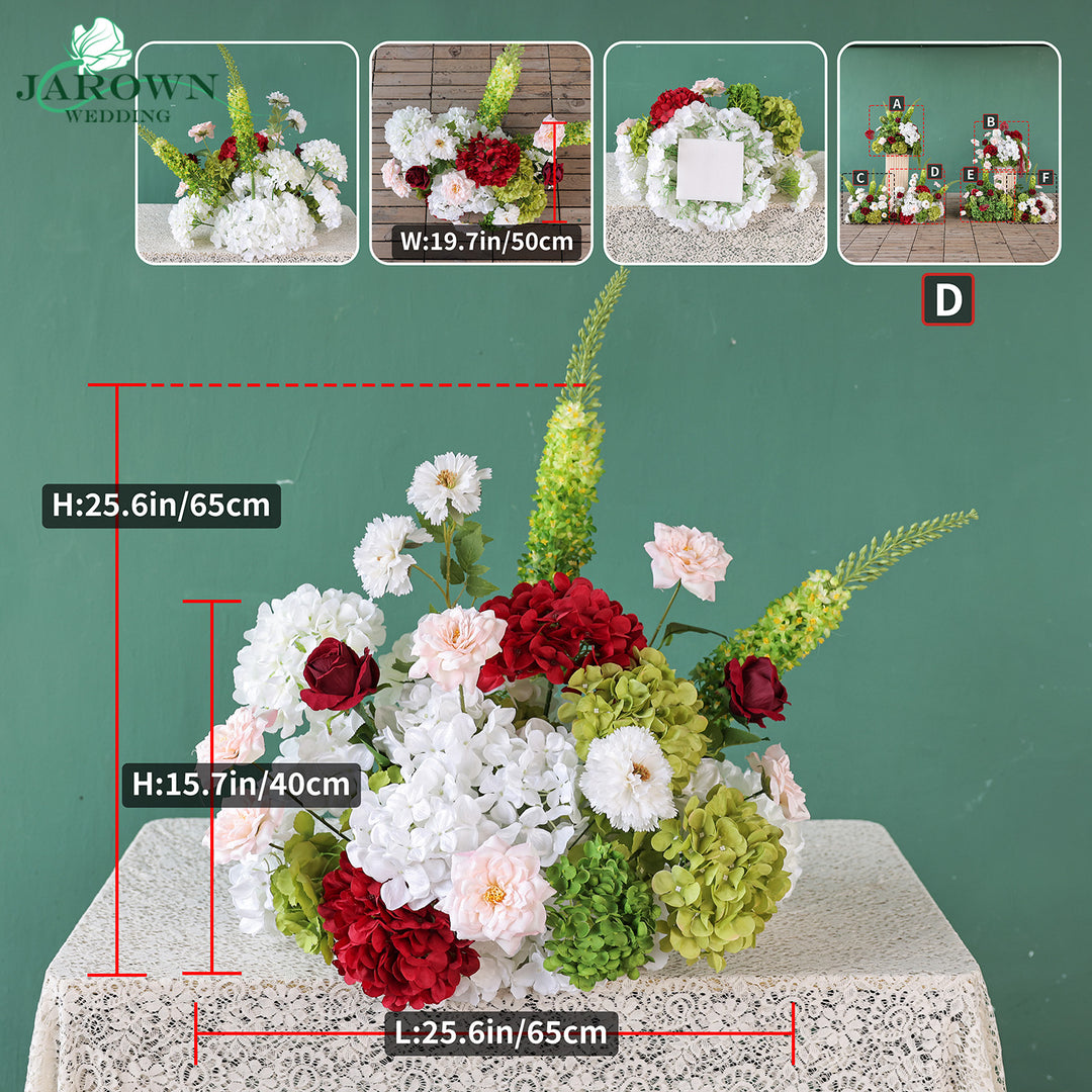 Centerpiece & Aisle in Burgundy/Green/White