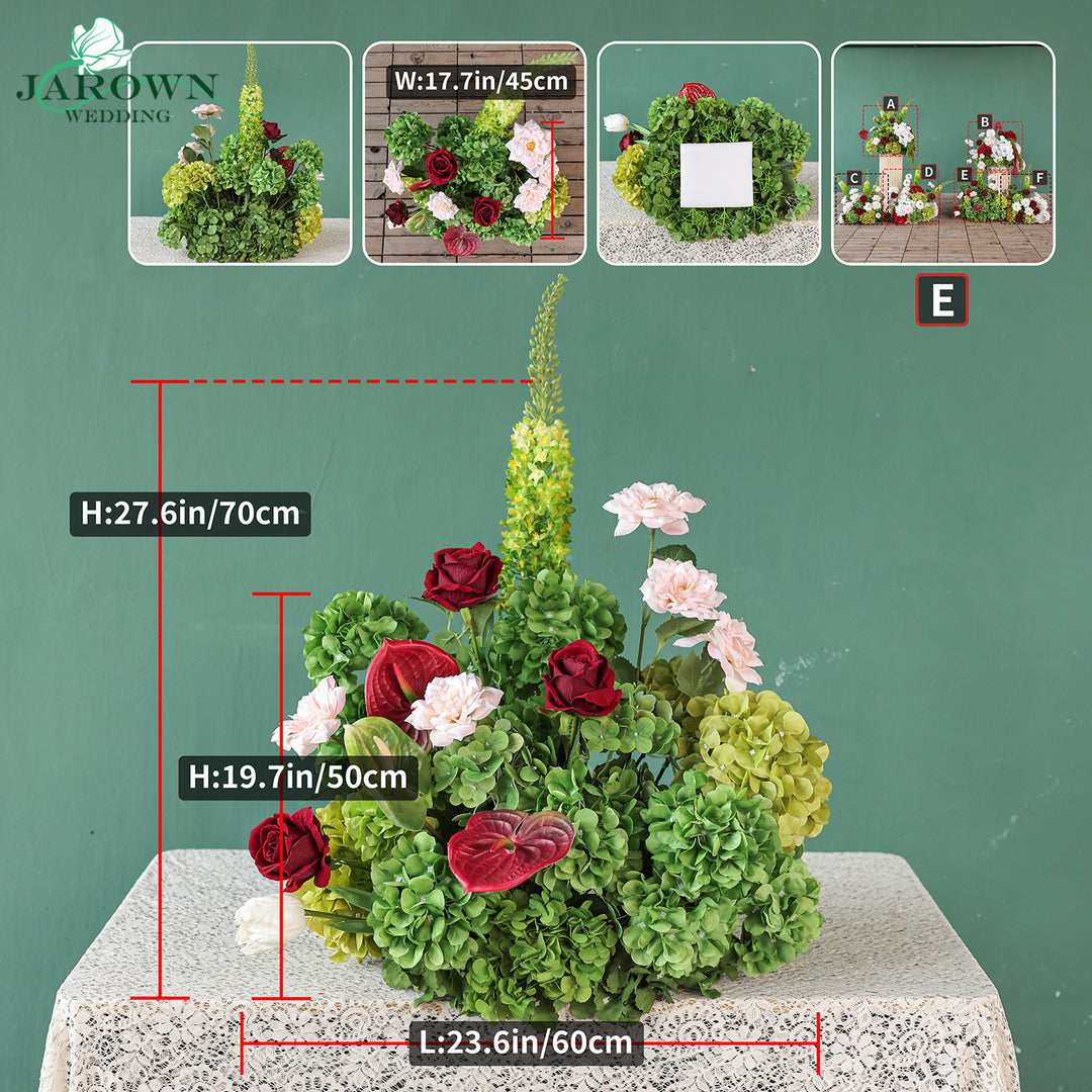 Centerpiece & Aisle in Burgundy/Green/White