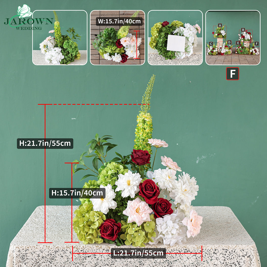 Centerpiece & Aisle in Burgundy/Green/White