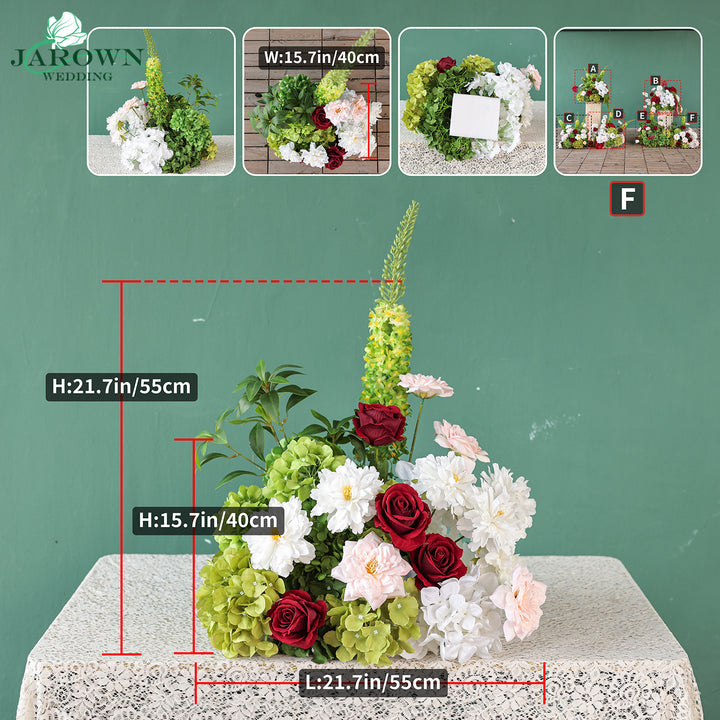 Centerpiece & Aisle in Burgundy/Green/White