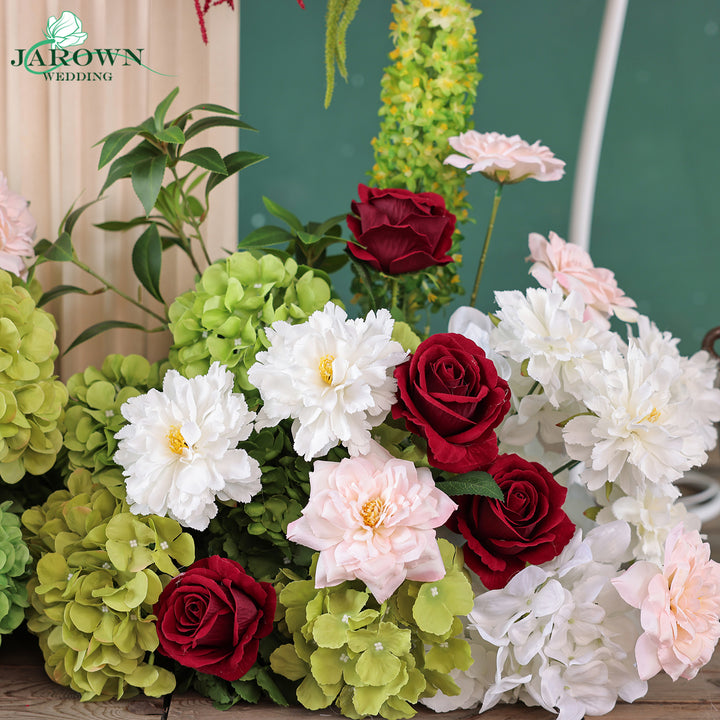 Centerpiece & Aisle in Burgundy/Green/White