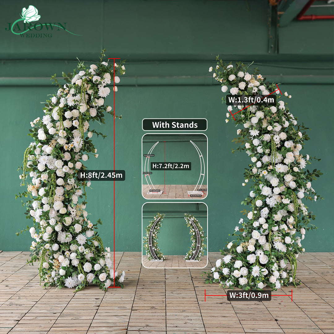 Double-Sided Open-Ended Flower Arch in Green/White