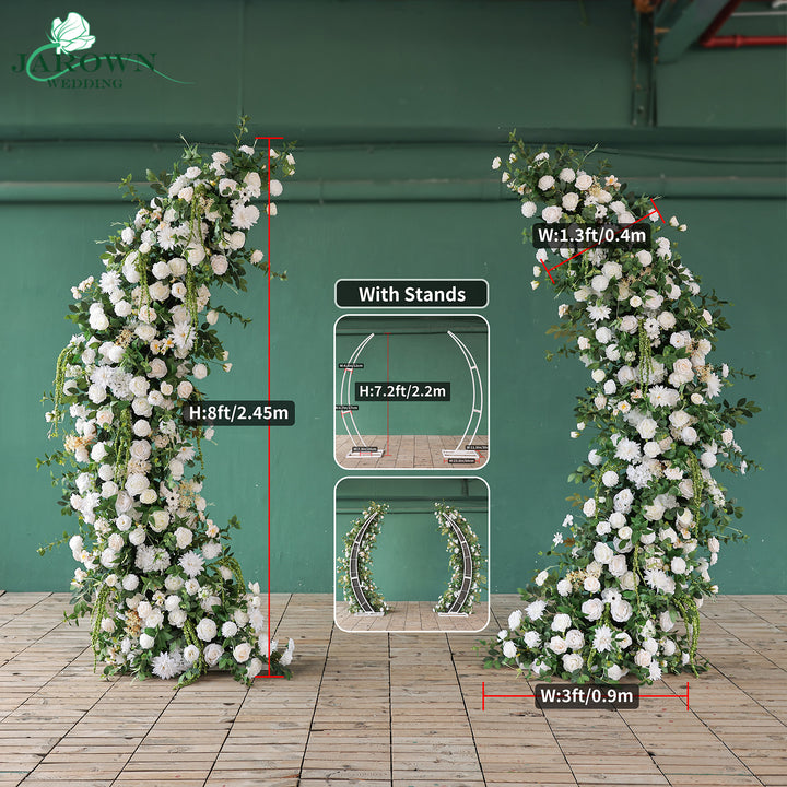 Double-Sided Open-Ended Flower Arch in Green/White