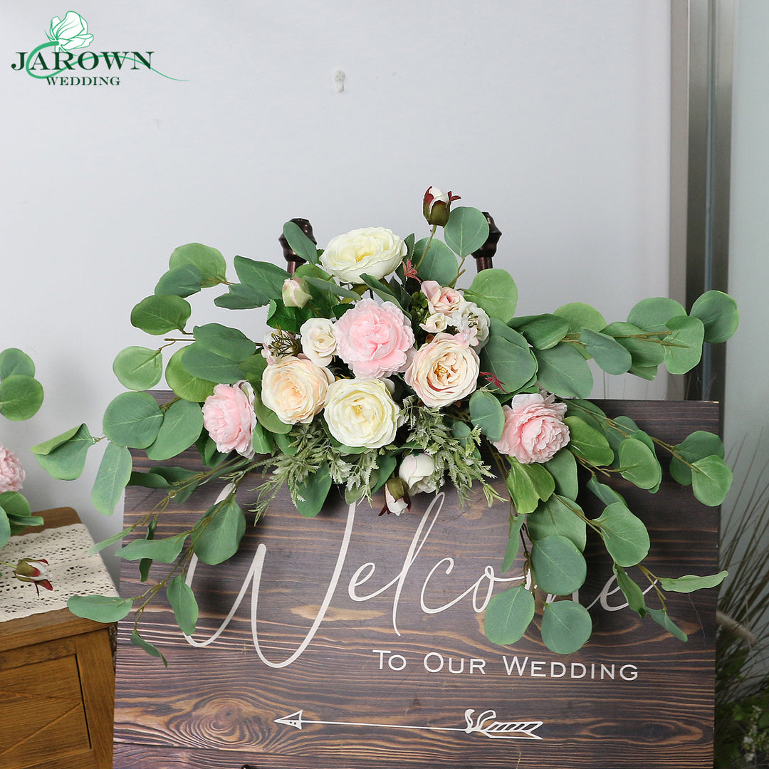 Sign & Centerpiece & Backdrop Flower in Green/Pink – JarownWedding