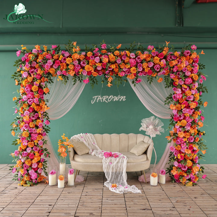 Rectangular Flower Arch in Orange/Pink/Green
