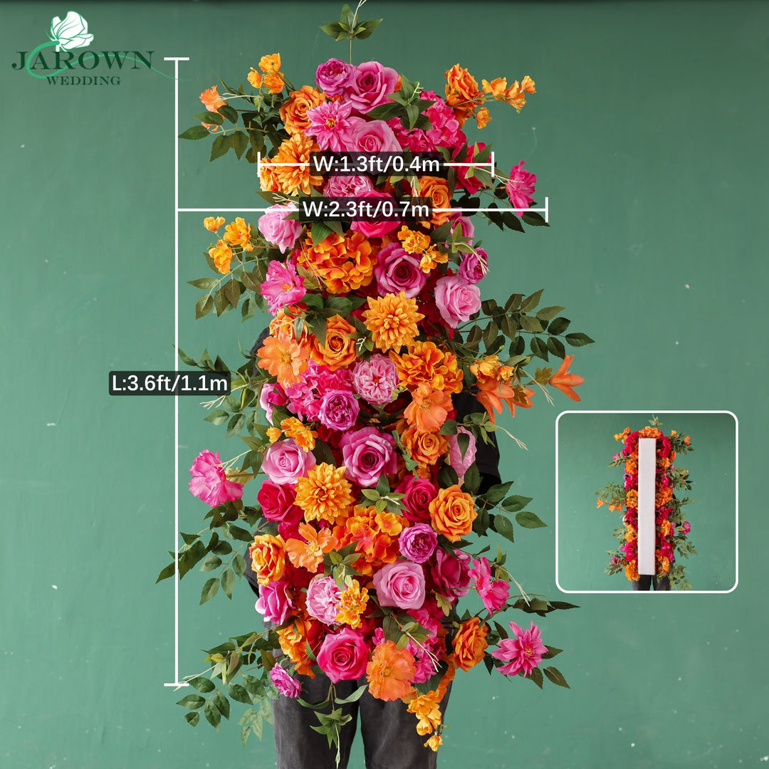 Rectangular Flower Arch in Orange/Pink/Green