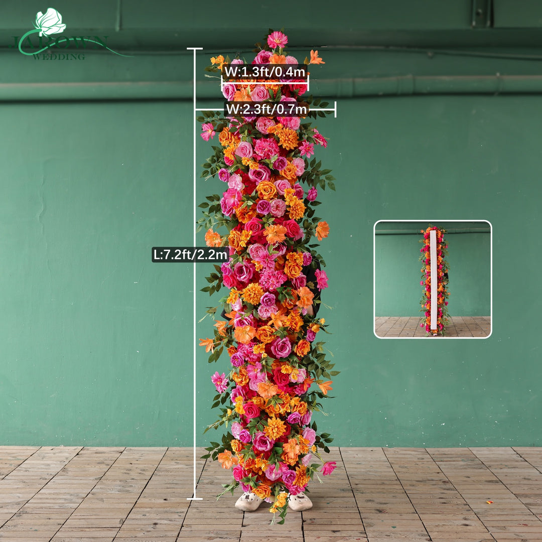 Rectangular Flower Arch in Orange/Pink/Green