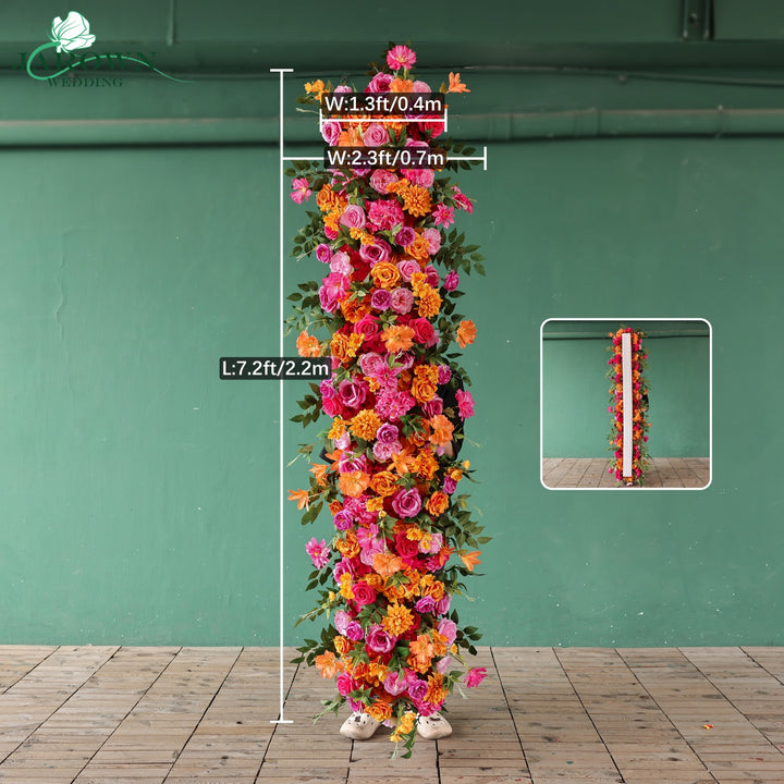 Rectangular Flower Arch in Orange/Pink/Green