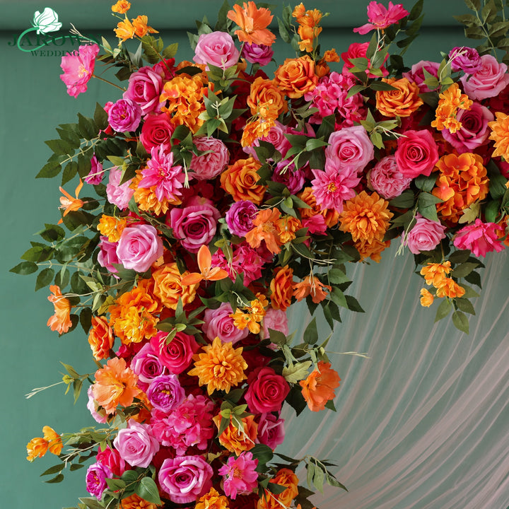 Rectangular Flower Arch in Orange/Pink/Green