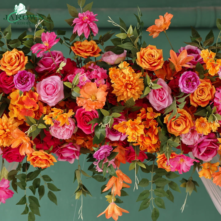Rectangular Flower Arch in Orange/Pink/Green