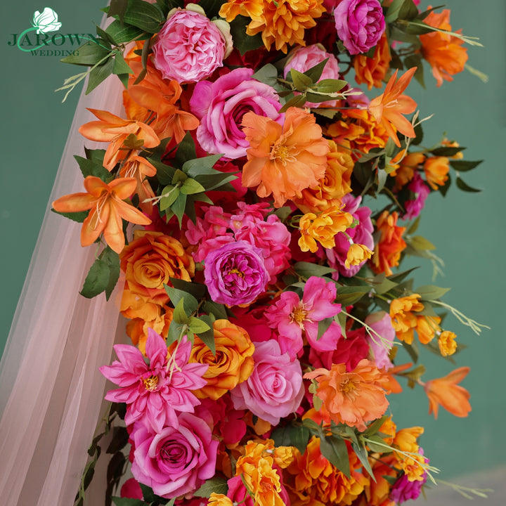 Rectangular Flower Arch in Orange/Pink/Green