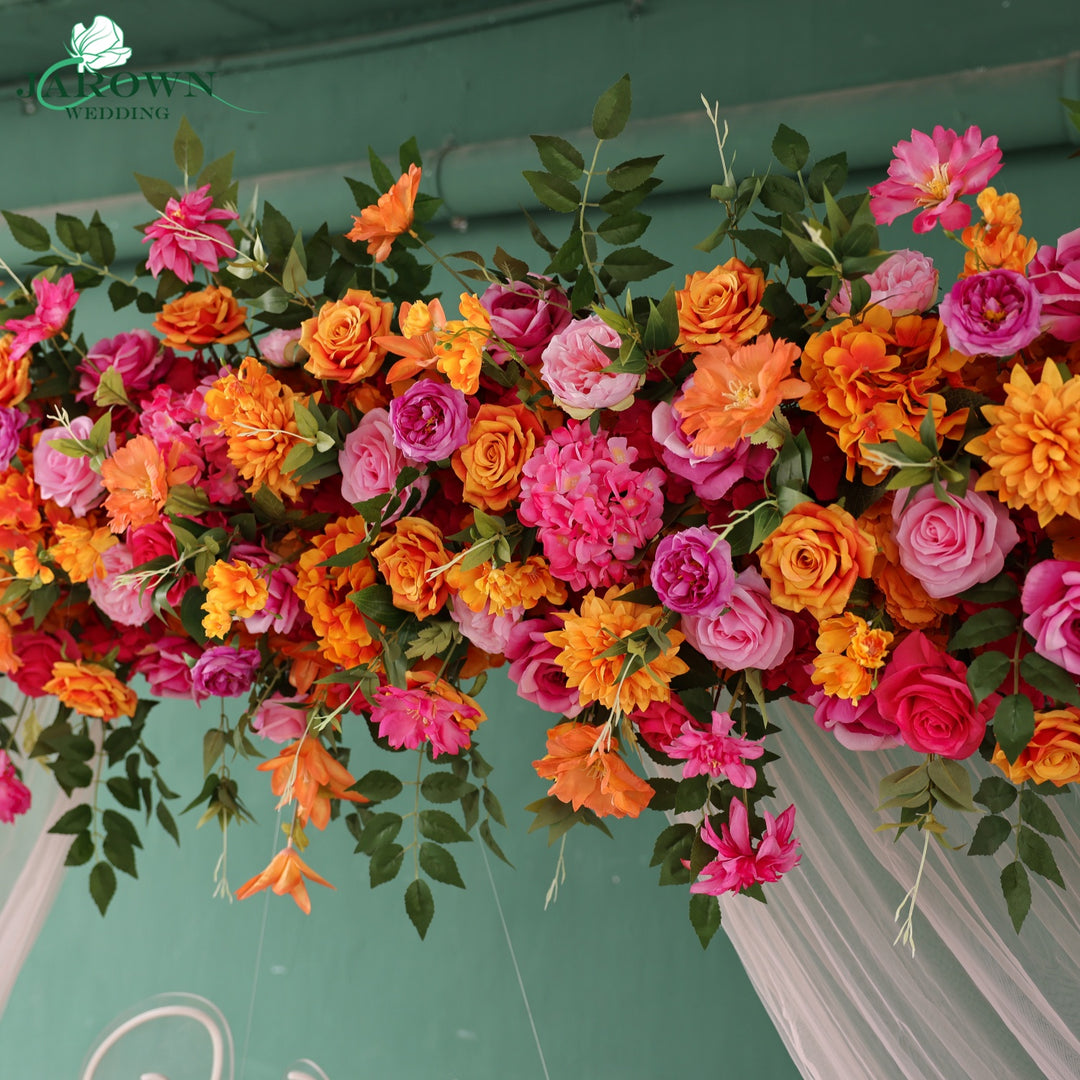 Rectangular Flower Arch in Orange/Pink/Green
