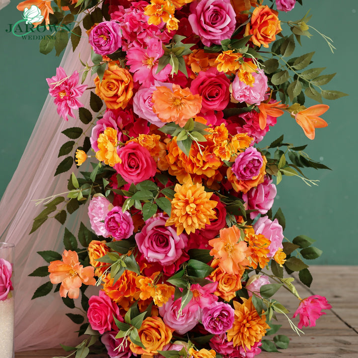 Rectangular Flower Arch in Orange/Pink/Green