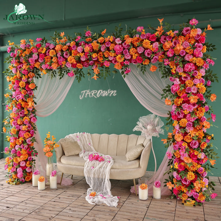 Rectangular Flower Arch in Orange/Pink/Green