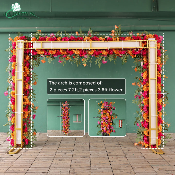 Rectangular Flower Arch in Orange/Pink/Green