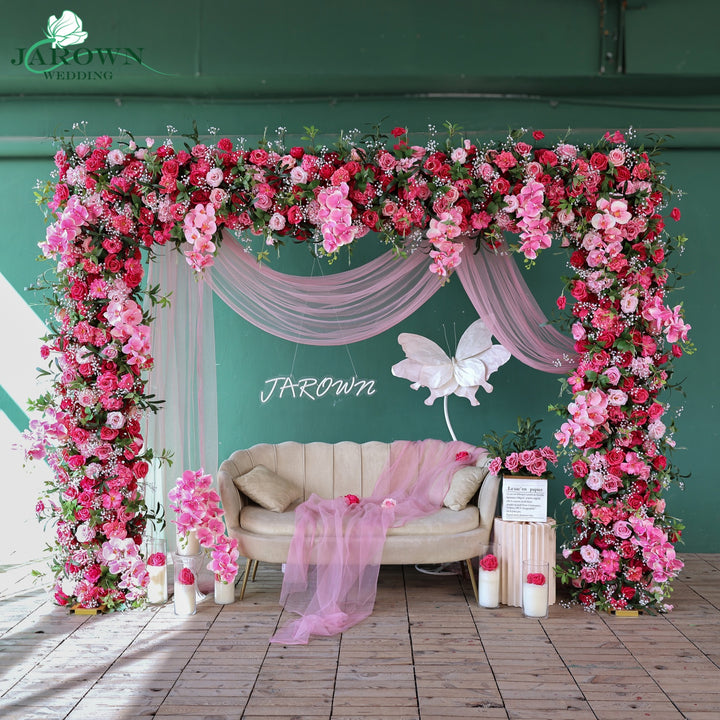 Rectangular Flower Arch in Pink/Green