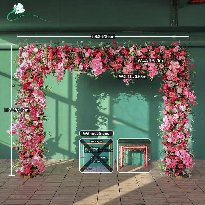 Rectangular Flower Arch in Pink/Green