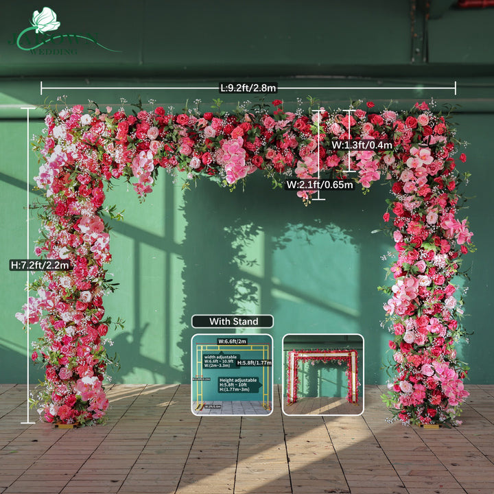 Rectangular Flower Arch in Pink/Green