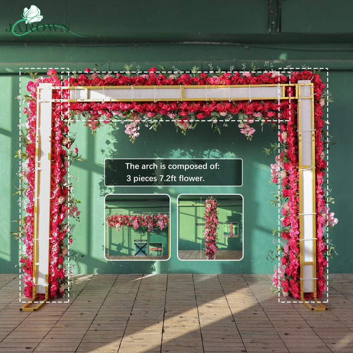 Rectangular Flower Arch in Pink/Green