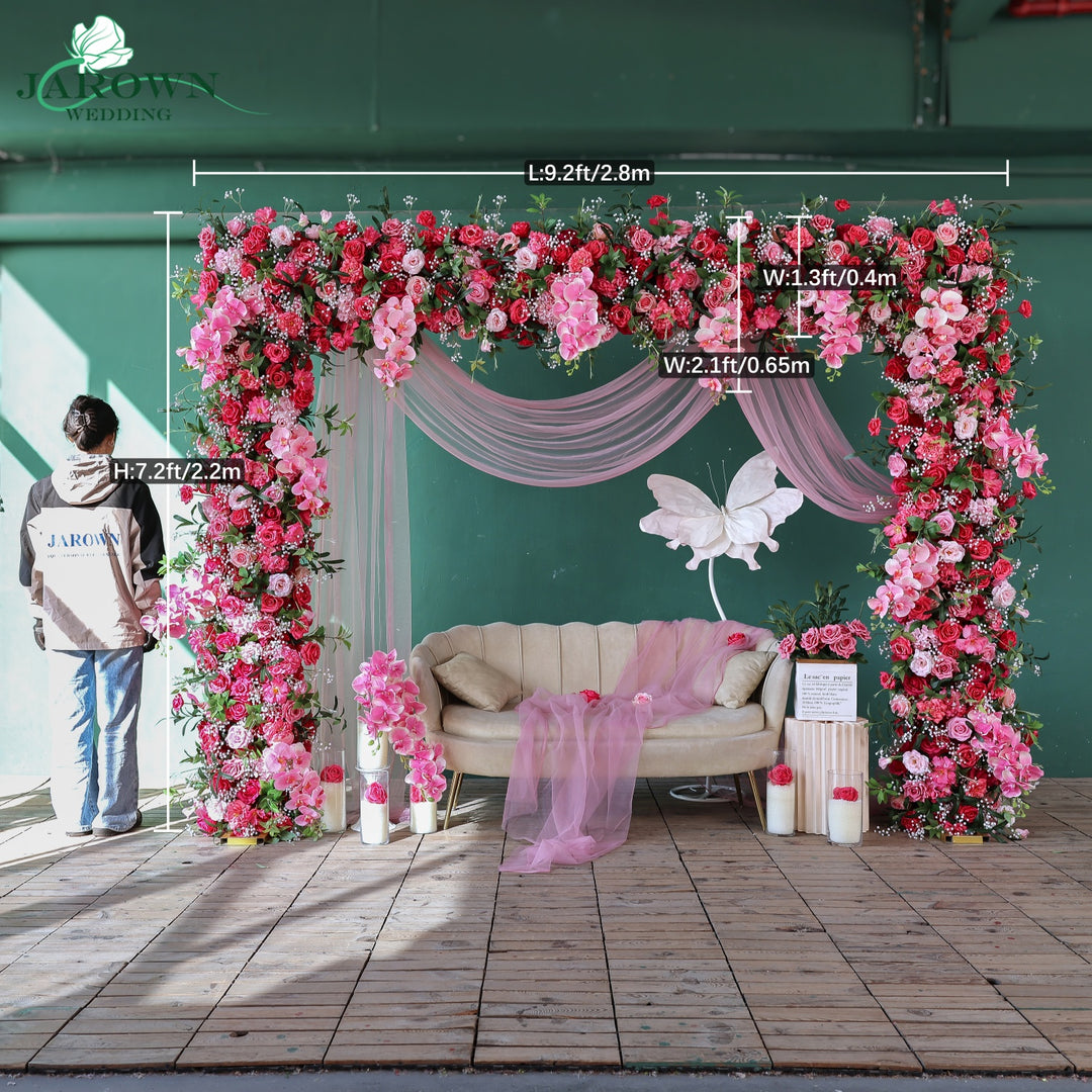 Rectangular Flower Arch in Pink/Green
