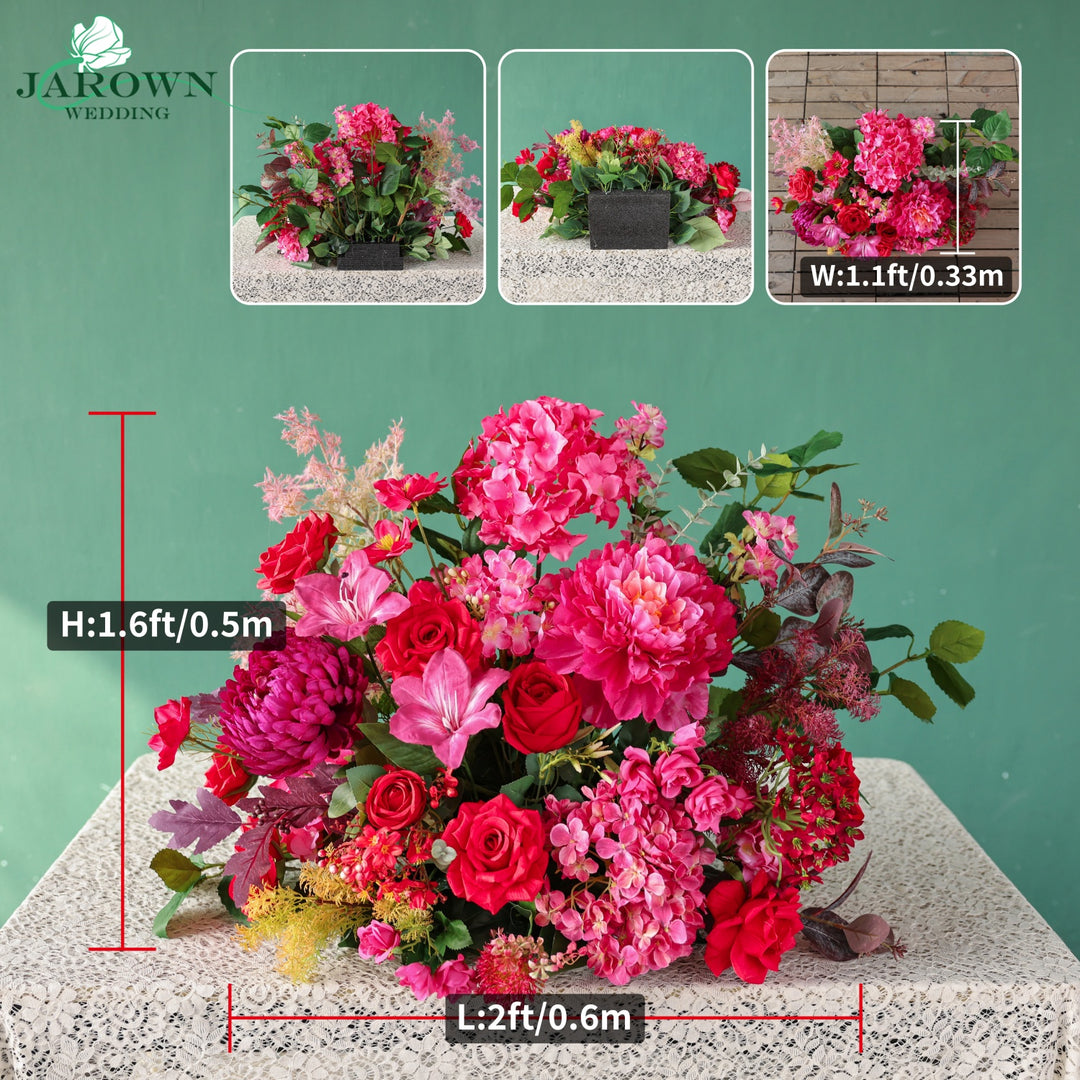 Rectangular Flower Arch in Pink/Red/Green