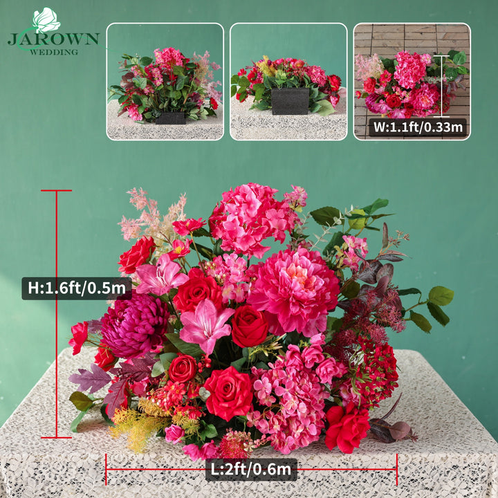 Rectangular Flower Arch in Pink/Red/Green