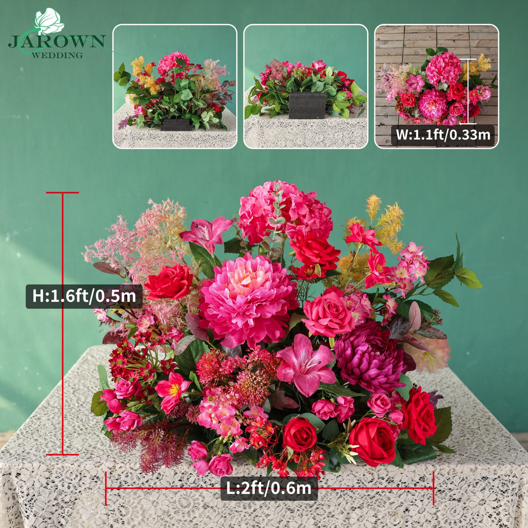 Rectangular Flower Arch in Pink/Red/Green