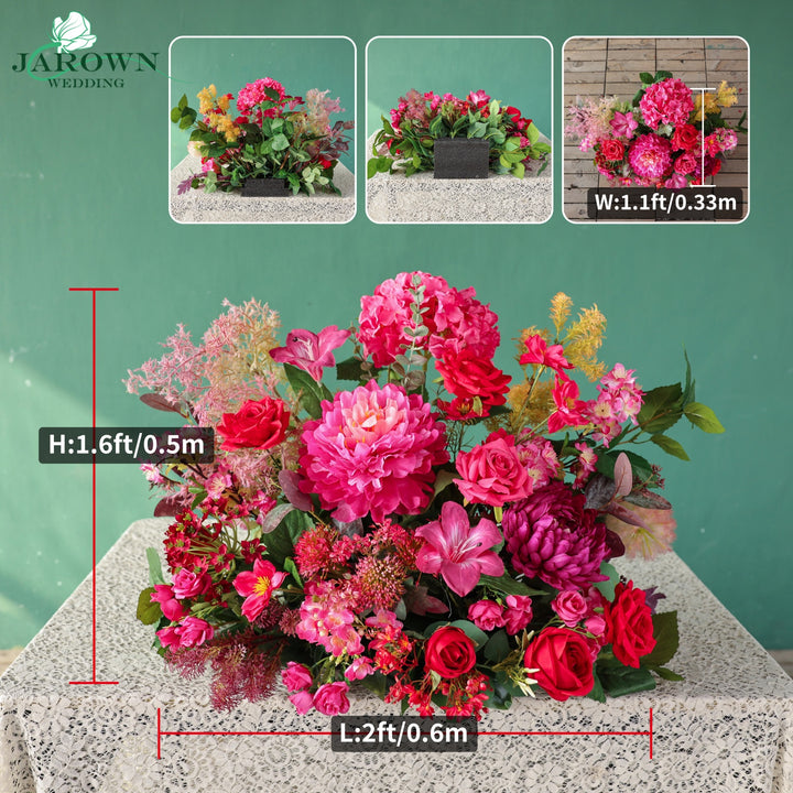 Rectangular Flower Arch in Pink/Red/Green