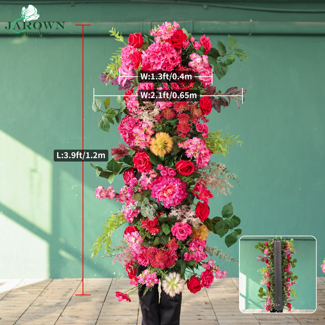 Rectangular Flower Arch in Pink/Red/Green